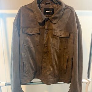 Fashion Nova Men's Dark Brown Suede Jacket